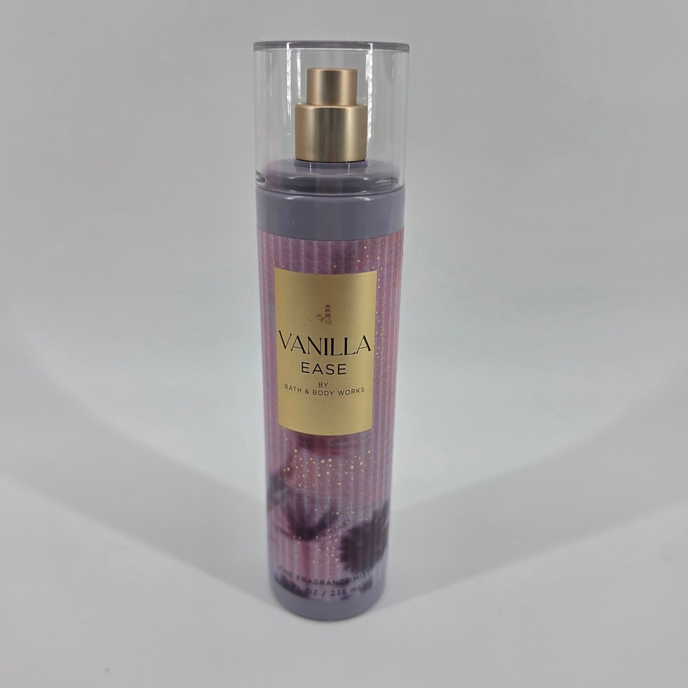 Bath & Body Works Vanilla Ease Fine Fragrance Mist 8 oz Purple Gold Spray Bottle